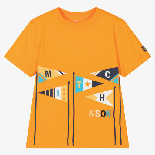 Mitch & Son-Boys Orange Cotton T-Shirt | Childrensalon Outlet