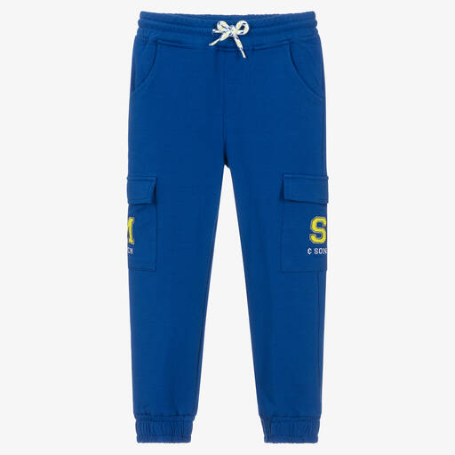 Mitch & Son-Boys Royal Blue Cotton Logo Joggers | Childrensalon Outlet