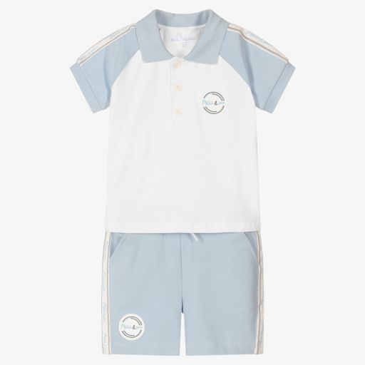 Mitch & Son-Boys White & Blue Shorts Set | Childrensalon Outlet