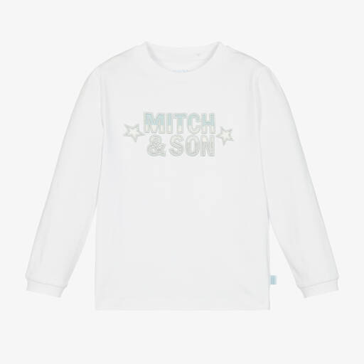 Mitch & Son-Boys White Cotton Jersey Top | Childrensalon Outlet