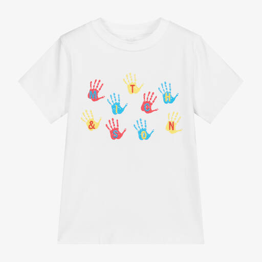 Mitch & Son-Boys White Cotton T-Shirt  | Childrensalon Outlet