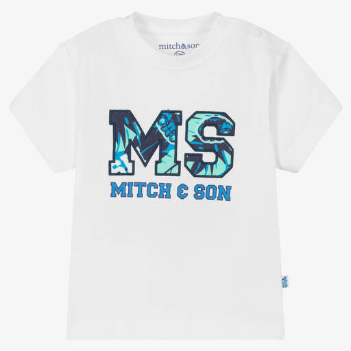 Mitch & Son-Weißes College-Baumwoll-T-Shirt | Childrensalon Outlet
