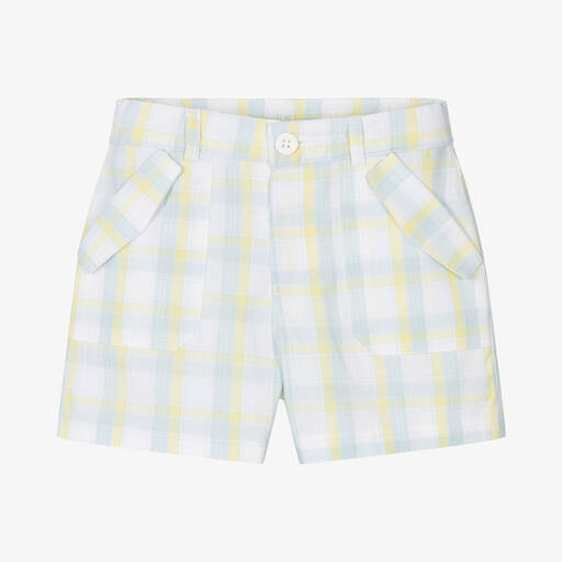 Mitch & Son-Желто-голубые хлопковые шорты в клетку | Childrensalon Outlet