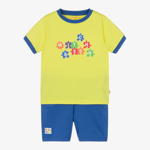 Mitch & Son-Boys Yellow & Blue Jersey Shorts Set | Childrensalon Outlet