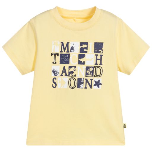 Mitch & Son-Boys Yellow Cotton T-Shirt | Childrensalon Outlet