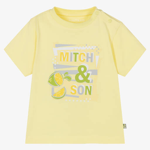 Mitch & Son-Boys Yellow Cotton T-Shirt | Childrensalon Outlet