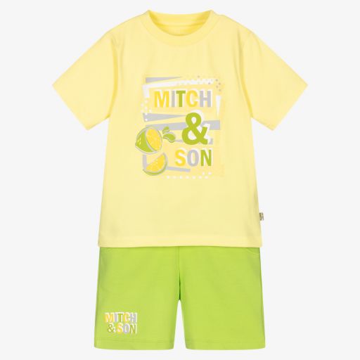 Mitch & Son-Boys Yellow & Green Shorts Set | Childrensalon Outlet