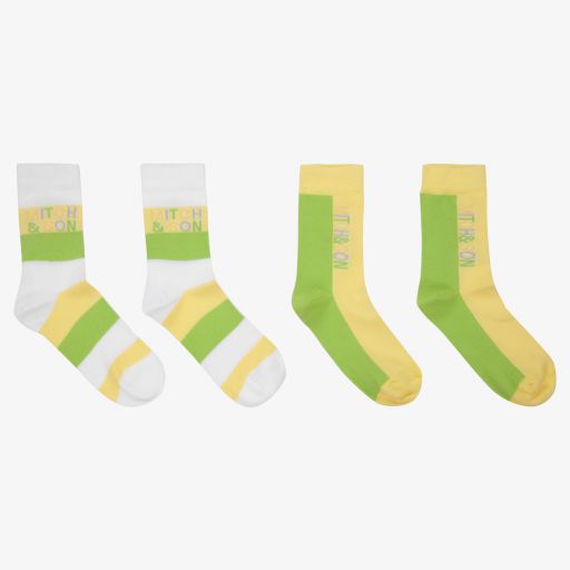 Mitch & Son-Зеленые и желтые носки (2пары) | Childrensalon Outlet