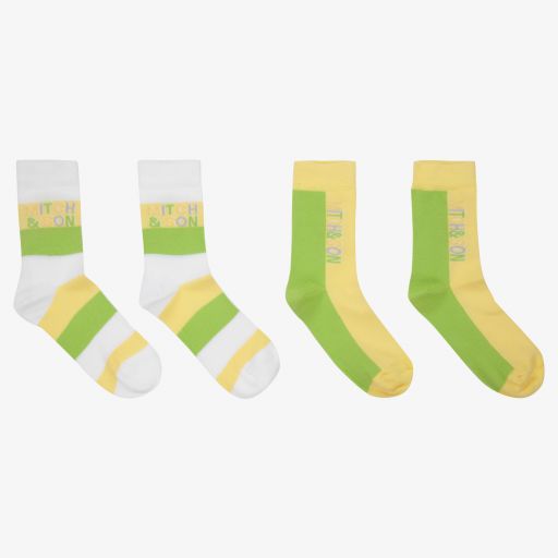 Mitch & Son-Chaussettes vertes/jaunes (x2) | Childrensalon Outlet