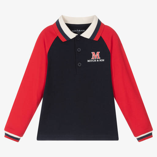 Mitch & Son-Red & Blue Cotton Polo Shirt | Childrensalon Outlet
