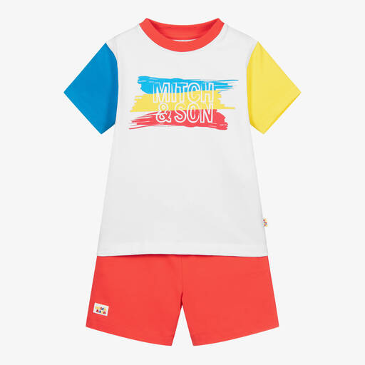 Mitch & Son-Shorts-Set in Rot und Weiß | Childrensalon Outlet