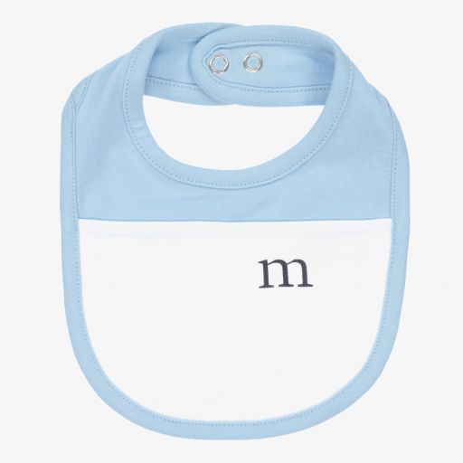 Mitch & Son-White & Blue Cotton Baby Bib | Childrensalon Outlet