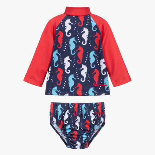 Mitty James-Baby Boys Blue & Red Swim Shorts Set | Childrensalon Outlet
