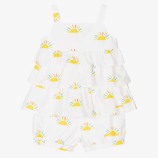 Mitty James-Baby White Cotton Sunshine Shorts Set | Childrensalon Outlet