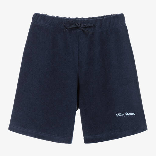 Mitty James-Blue Cotton Towelling Shorts | Childrensalon Outlet