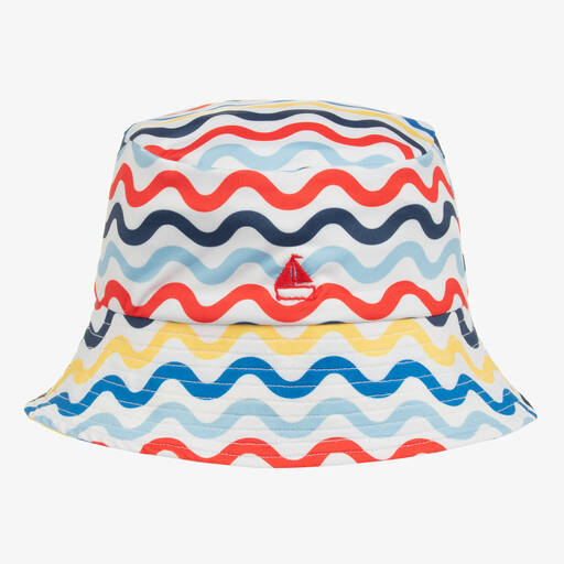 Mitty James-Blue & Red Wavy Stripe Swim Hat (UPF 50+) | Childrensalon Outlet