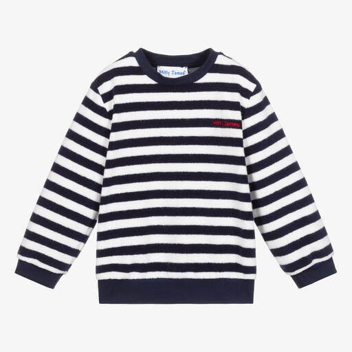 Mitty James-Frottee-Oberteil in Blau und Weiß | Childrensalon Outlet