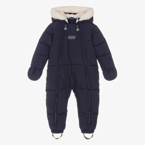 Mitty James-Boys Blue Quilted Winter Jumpsuit | Childrensalon Outlet