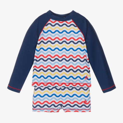 Mitty James-Boys Wavy Blue Swimwear Ensemble | Childrensalon Outlet