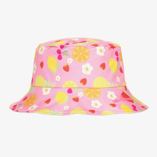 Mitty James-قبعة باكيت بطبعة ورود وفواكه جيرسي لون زهري للبنات (UPF 50+) | Childrensalon Outlet