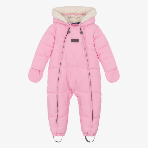 Mitty James-Girls Pink Quilted Winter Snowsuit | Childrensalon Outlet