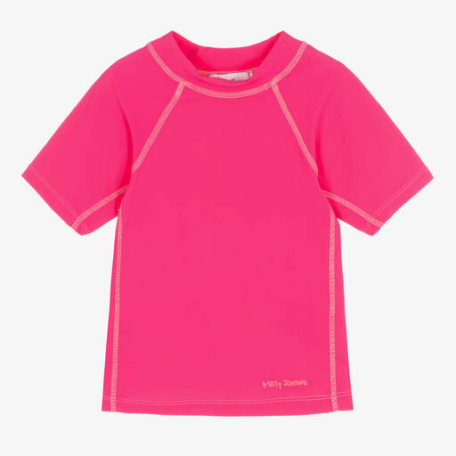 Mitty James-Girls Pink Swim T-Shirt (UPF 50+) | Childrensalon Outlet