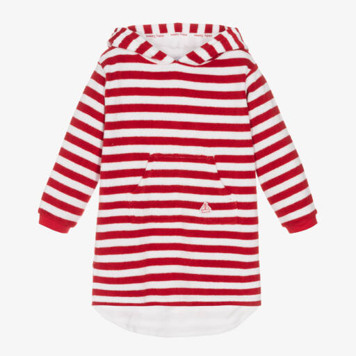 Mitty James-روب منشفة قطن لون أحمر وأبيض | Childrensalon Outlet