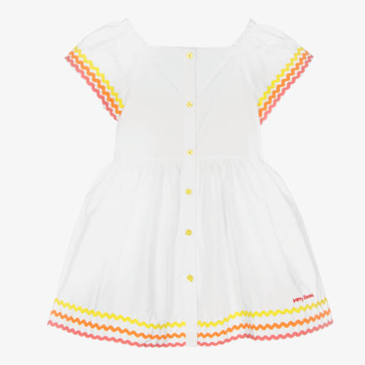 Mitty James-Girls White Ric Rac Cotton Frock | Childrensalon Outlet