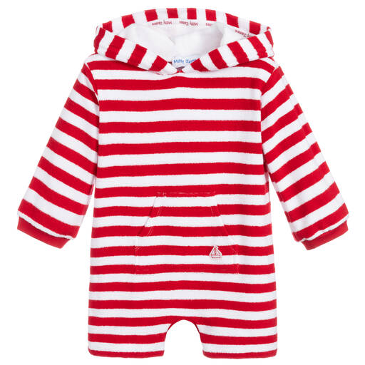 Mitty James-Barboteuse de plage en éponge à rayures rouge bébé | Childrensalon Outlet