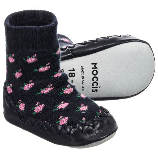 Moccis-Blue & Pink Slipper Socks | Childrensalon Outlet