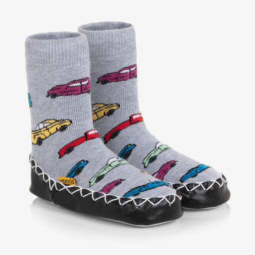 Moccis-Grey Slipper Socks | Childrensalon Outlet