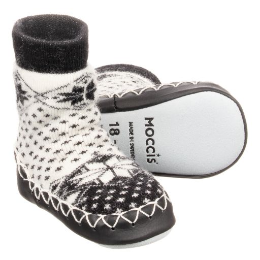 Moccis-White Wool Slipper Socks | Childrensalon Outlet
