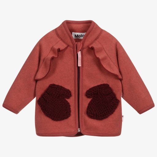 Molo-Baby Girls Red Zip Up Fleece  | Childrensalon Outlet