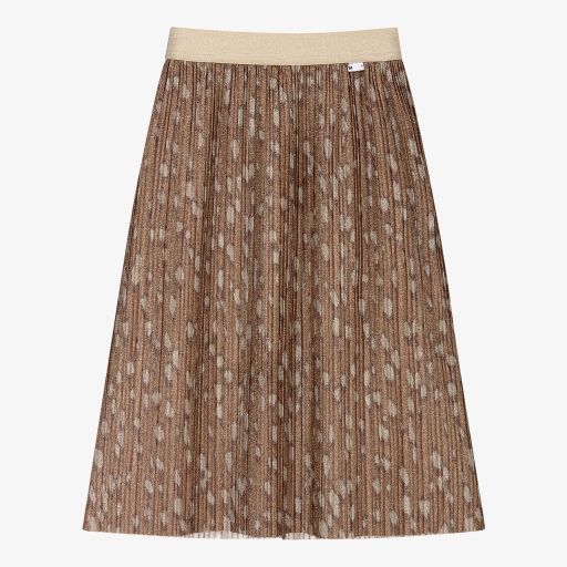 Molo-Beige Deer Print Pleated Skirt | Childrensalon Outlet