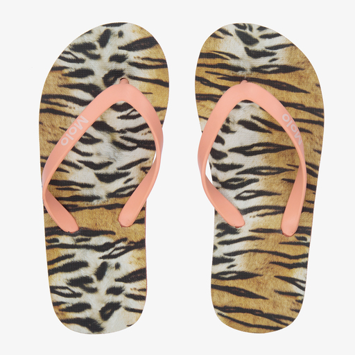 Molo-Beige Tiger Flip-Flops | Childrensalon Outlet