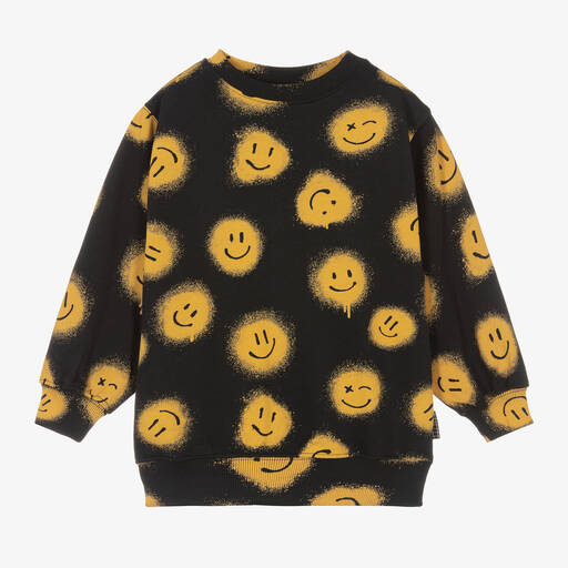 Molo-Black Cotton Smile Sweatshirt  | Childrensalon Outlet