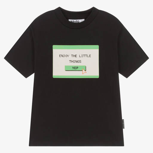 Molo-Schwarzes T-Shirt mit Grafik aus Biobaumwolle | Childrensalon Outlet