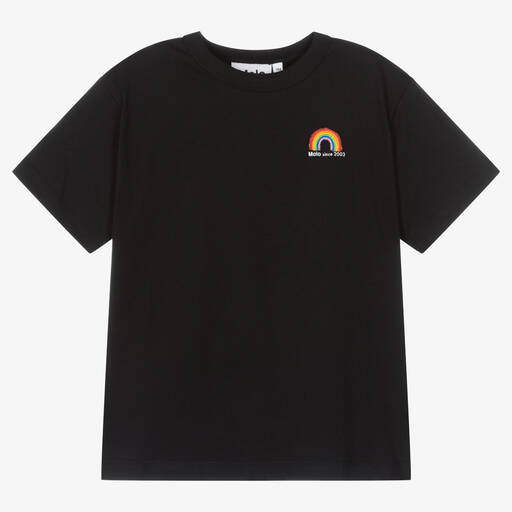 Molo-Black Organic Cotton Rainbow T-Shirt | Childrensalon Outlet
