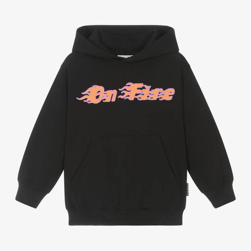Molo-Black Organic Cotton Slogan Hoodie | Childrensalon Outlet