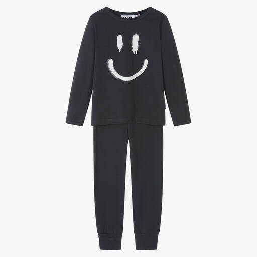 Molo-Black Organic Cotton Smiling Pyjamas | Childrensalon Outlet