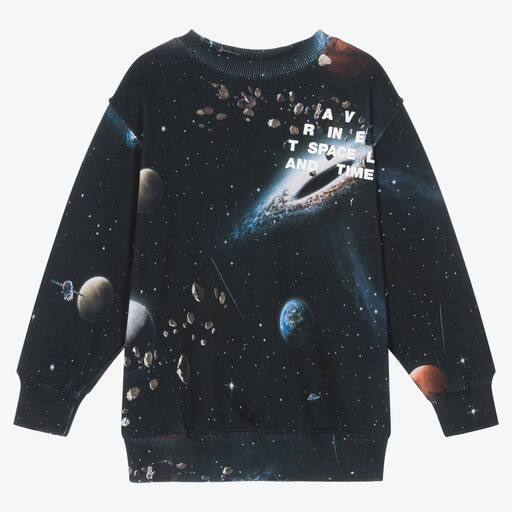 Molo-Black Organic Cotton Space Sweatshirt | Childrensalon Outlet