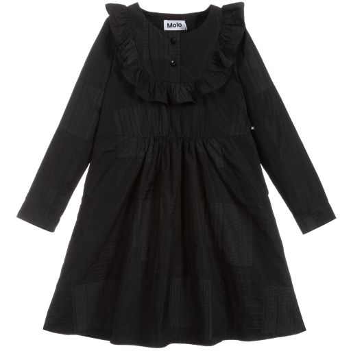 Molo-Черное платье из полиэстера с рюшами | Childrensalon Outlet