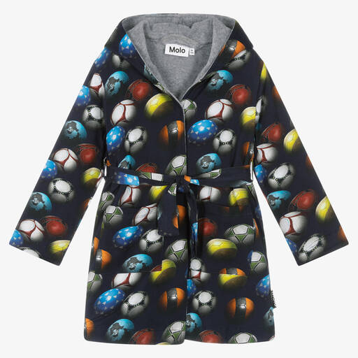 Molo-Синий хлопковый халат с футбольными мячами | Childrensalon Outlet