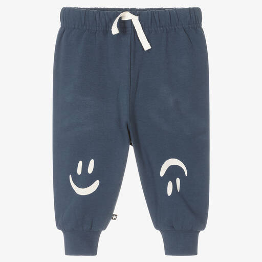 Molo-Blue Cotton Jersey Baby Joggers  | Childrensalon Outlet