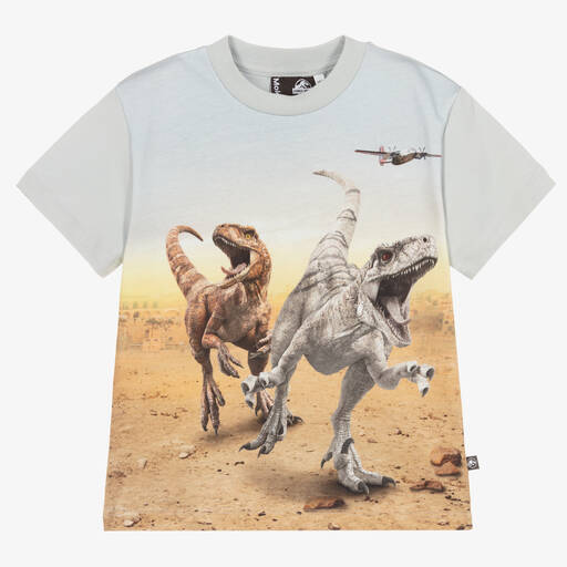Molo-Blue Dinosaur Print T-Shirt | Childrensalon Outlet