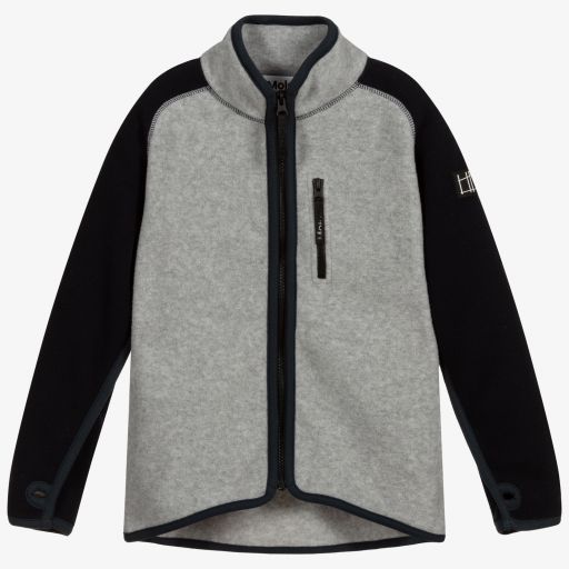Molo-Blue & Grey Zip-Up Fleece  | Childrensalon Outlet