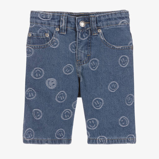 Molo-Blue Happy Face Denim Shorts | Childrensalon Outlet