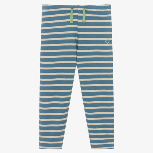 Molo-Blue & Ivory Cotton Knit Trousers | Childrensalon Outlet