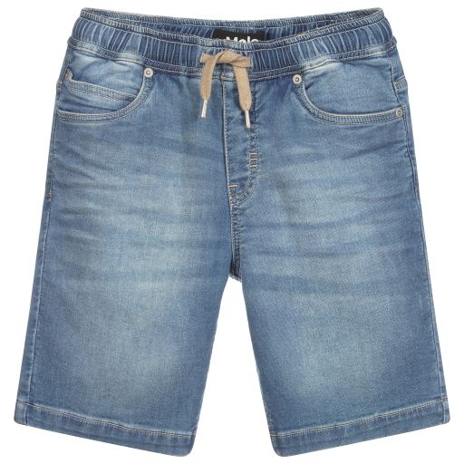 Molo-Blue Jersey Jean Shorts  | Childrensalon Outlet