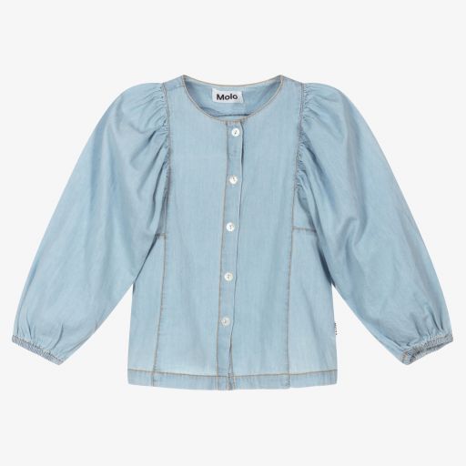 Molo-Blue Organic Cotton Blouse | Childrensalon Outlet